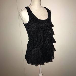 Joyce Leslie Black  Top. sleeveless with sequins. Size M. Like new
